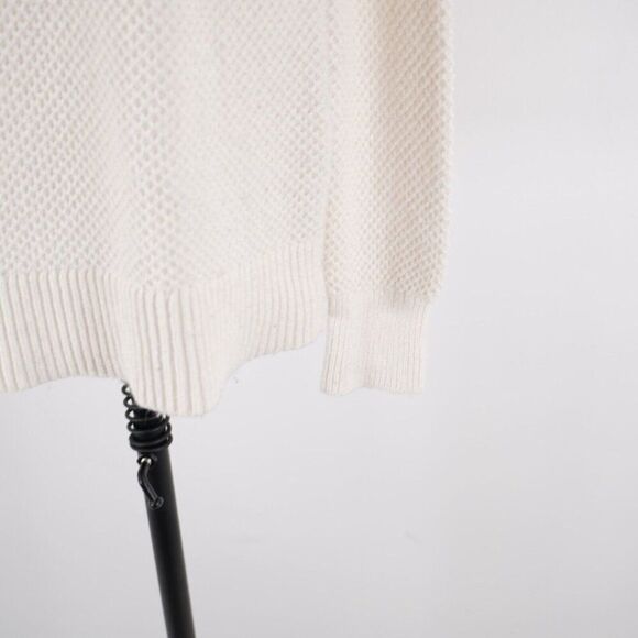 Ann Taylor Loft Cream Cableknit Scoop Neck Sweater Medium Cotton Wool - Picture 3 of 8